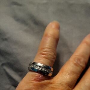 Stunning Diamond Band  ring in heavy 14 KT white gold.